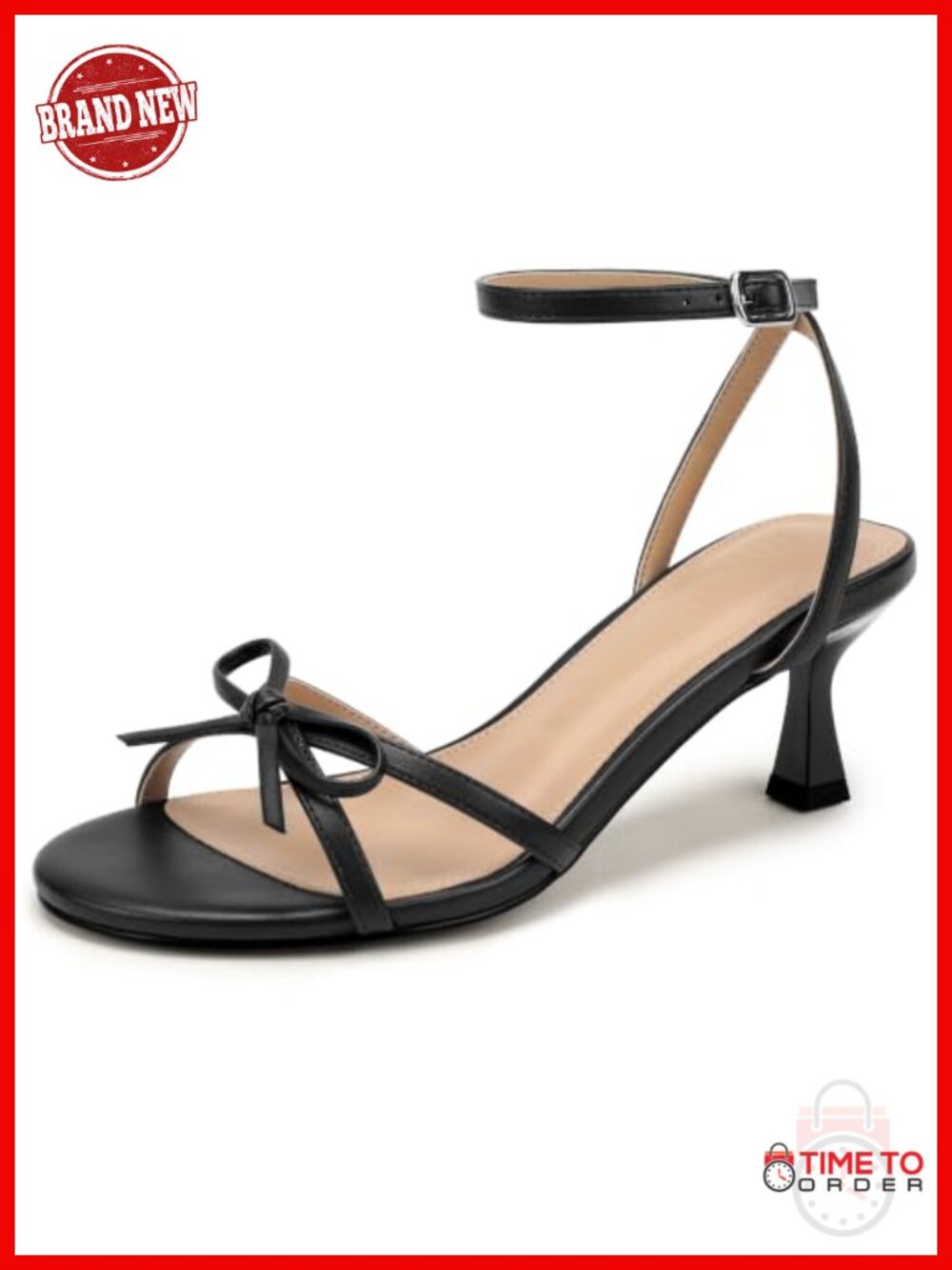 IDIFU Bow Kitten Heel Slingback Strappy Open Toe Sandals